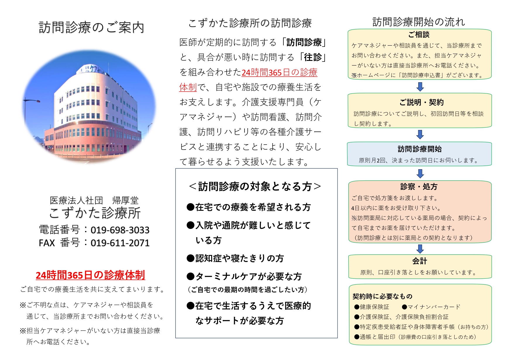 訪問診療のご案内 パンフレット