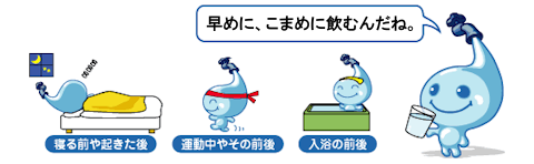 寝る前や起きた後、運動中やその前後、入浴の前後